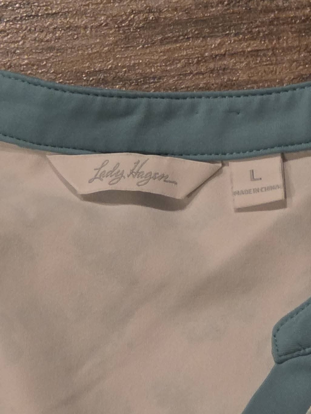 Lady Hagen White Golf Polo with Sky Blue Trim - Picture 2 of 2